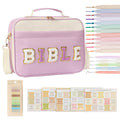 Bible Cover for Women Large Leather Western Bible Case with Study Supplies Purpl