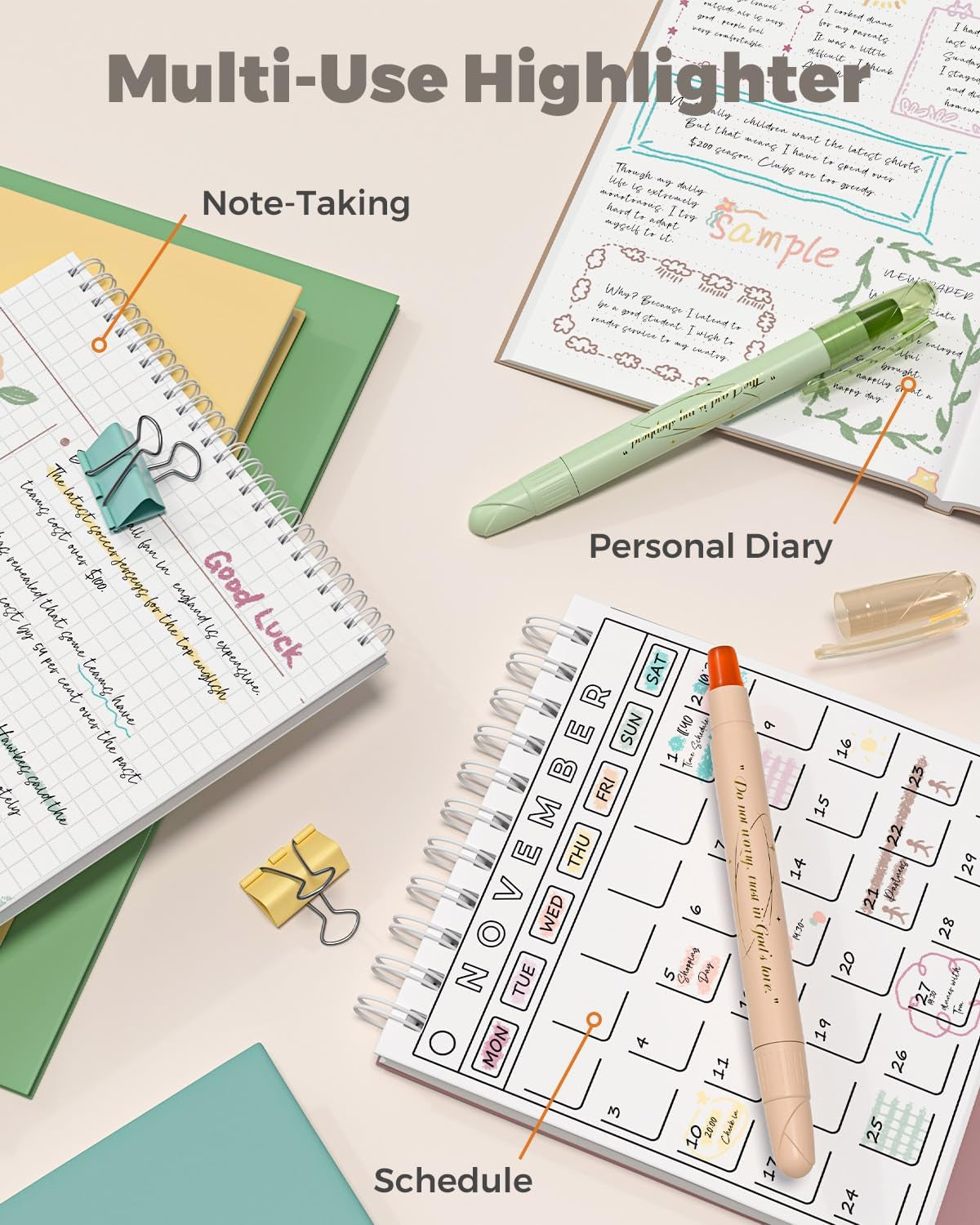 Bible Highlighters No Bleed, 9PCS Assorted Colors Gel Highlighters Set, Cute Bib