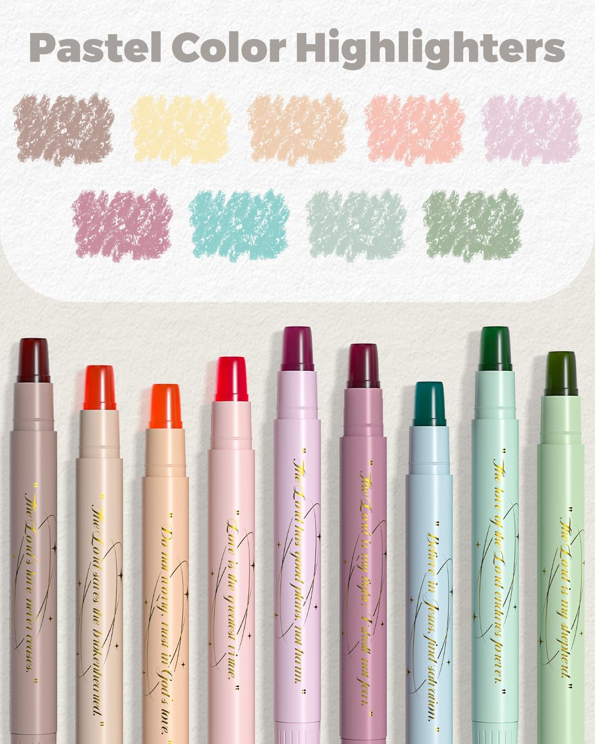 Bible Highlighters No Bleed, 9PCS Assorted Colors Gel Highlighters Set, Cute Bib